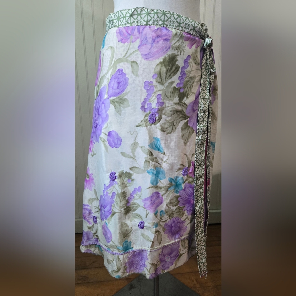 Floral Purple and Blue Women's Sari